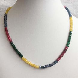 Chains Faceted Red Green Yellow Blue Jasper Necklace Natural Stone Jade Clear Roundel 3 4MM Chocker Wholesale Beads Colourful Black