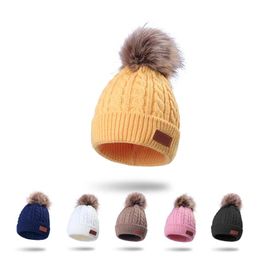 Ball Caps Knitted Kids Beanie Bib Hat Infant Baby Boy Girl Cap Warm Children Autumn Winter Girls For Toddler Bonnet EnfantBall