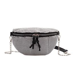 Waist Bags Women Diamonds Ladies Fanny Pack Fashion Chest Bag Banana Rhinestone Chain Crossbody Shoulder Belt Girls