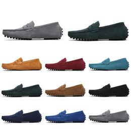 Casual mens women Shoes Leather soft sole black white red orange blue brown comfortable outdoor sneaker 024