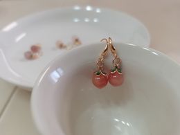 Hot sell dangle earrings natural salt source agate candy color honey peach hanging earrings fashion jewelry