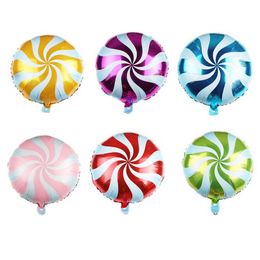 Balões de festa novos moinhos de vento redondos padrão 6 Candy cores de estilo rosa/verde/amarelo/azul/vermelho/fushcia decorativa crianças papel alumínio Bal dhezy