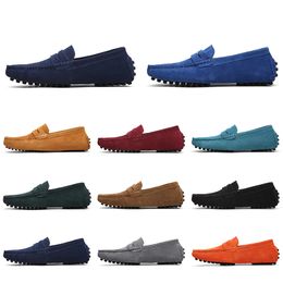 women Casual mens Shoes Leather soft sole black white red orange blue brown comfortable outdoor sneaker 002