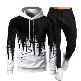 Mens Tracksuits Fall Winter Sweatshirts Sportswear Hoodies Leisure Tracksuit Streetwear Hip Hop Trend Fashion Clothes 230310