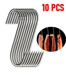 Hooks 10Pcs/Set Stainless Steel S With Sharp Tip Utensil Clothes Hanger Hanging For Butcher Shop Kitchen Baking Tools
