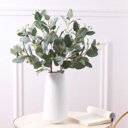 Decorative Flowers 6 Sticks Per Pack Faux Seeded Eucalyptus Leaves Stem Artificial Silver Dollar Plant For Wedding Decoration