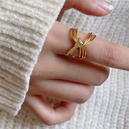 Niche Crowd Fashionable Cross Line Open Ring Irregular Knotted Cable Ins Trend Commuting Simple Accessories