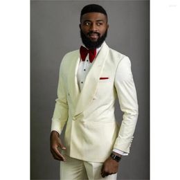 Men's Suits Men Custom Made Shawl Lapel Man Ivory Groom Tuxedos Wedding/prom 2 Pieces ( Jacket Pants Tie ) E245