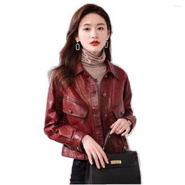 Women's Leather Genuine Sheepskin Suede Jacket Spring Summer Women Coat Suit Outerwear Overcoat LF2352BM