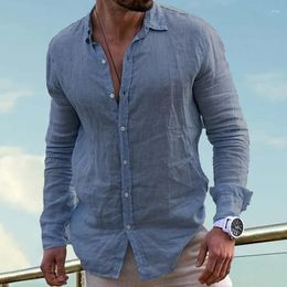 Men's Casual Shirts Streetwear Mens Loose Shirt 2023 Solid Men Spring Fashion Long Sleeve Turn-down Collar Button-up Polo