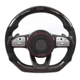 100% Carbon Fiber Steering Wheel for BENZ A C E S CLS G Class W177 W205 S205 W213 W222 C257 X166 LED Performance Car Wheels