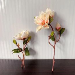 Decorative Flowers Magnolia Spray Good Quality Silk Artificial High Simulation Wedding Home Decoration