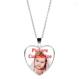 Pendant Necklaces Customise Picture Heart Necklace Handmade DIY Baby Child Mom Dad Grandparent Po Family Member Gift