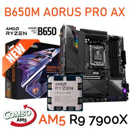 AMD RYZEN 9 7900X Processor AM5 With Gigabyte B650M AORUS PRO Axe Motheboard AM5 Ryzen Kit AM5 R9 7900X CPU Combo DDR5 M.2 New