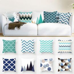 Pillow Blue Colour Cover Geometric Print Pillowcase Square Case 18x18 Inches Decorative Pillows For Car/bed /sofa