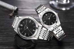 Wristwatches Couple Watch Fashion Trend Male And Female Students Tungsten Steel Ultra-thin Quartz Gift Relojes De Pareja