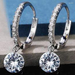 Hoop Earrings Exquisite Water Droplets Shape Shining Zircon Earring Jewellery For Women Pendant Temperament Elegant Ladies Wedding Gift