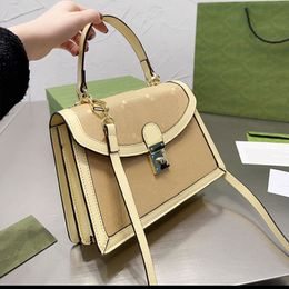 Canvas Leather Handbag Messenger Bag Women Crossbody Handbags Classic Letter Prints Flip Wallet Long Shoulder Strap Gold Hardware 25CM