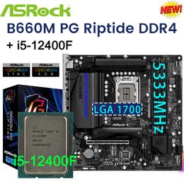 ASROCK B660M PG Riptide DDR4 Motherboard Intel i5 12400F CPU Suit B660 LGA1700 All New but Wihtou Cooler M.2 USB 3.2 Mainboard