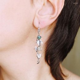 Dangle Earrings Silver Color Ivy Botanical Jewelry Plant Leaf Irregular Design Retro Earring Women