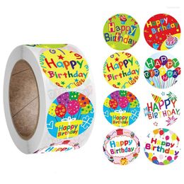 Gift Wrap 500Pcs/Roll 8 Styles Happy Birthday Round Stickers Party Packaging Seal Labels For Scrapbooking Cards Envelopes Gifts