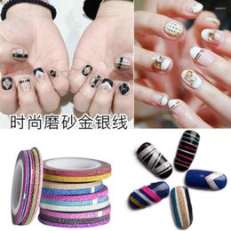 False Nails 1 Pcs DIY 1mm Glitter Nail Striping Line Tape Art Tips Coffin Shape Full Cover Manicure Fake