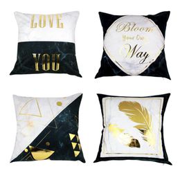 Pillow 45x45cm Plush Covers Room Decor Square Marble Cussions Without Inner Core Throw Pillows Chair Almofadas Home Textiles /Decora