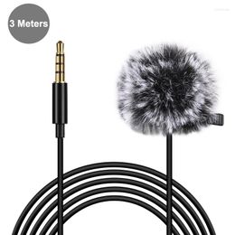 Microphones PULUZ 3m 3.5mm Jack Lavalier Wired Condenser Recording Microphone With Fur Windscreen Cap