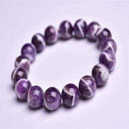 Strand Natural Amethyst Bracelets For Women Crystal Stones Girl Birthday Gift Gems 12-16MM