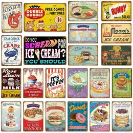 New hot Delicious Food tin Decor Ice Cream Milk Strawberries Pickles Waffles Ploughmans Metal Tin Signs Vintage Poster Wall Art personalized Plaque size 30x20cm w02