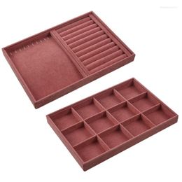 Jewellery Pouches 2x Pink Velvet Ring Display Case Tray Holder Necklace Earrings Bangle Storage Box 12 Grid &Dual-Use Disc