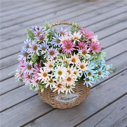 Decorative Flowers 7 Forks 15 Heads Artificial Daisy Flower Bouquet For Home Garden Decoration DIY Wedding Arches Wall Bridal Flores