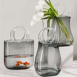 Vases Net Red Envelope Glass Vase Play Basket Original Colour Ornaments Creative Light Luxury Living Room Water Flower Decoration