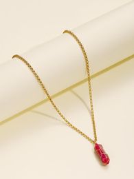 Pendant Necklaces Fashion Hexagonal Column Necklace For Women Red Natural Stone Handmade Copper Wire Winding Jewellery