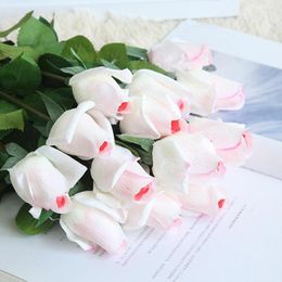 Decorative Flowers Charming Fake Rose Flower Clear Texture Moist Surface Easy Care Imitation Create Atmospheres