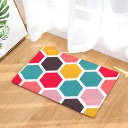 Carpets Geometric Style Hallway Entrance Floor Doormat Plaid Print Kitchen Carpet Flannel Striped Non Slip Bathroom Rugs Rectangle Mat