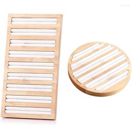 Jewelry Pouches 1Pcs Rings Display Tray Wooden Round Ring Holder & Rectangle Bamboo PU Leather