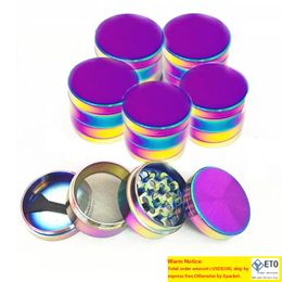 4 Layers Metal Round Tobacco Grinder 4 cm Zinc Magic Color Machine Rainbow Color Grinding Machine Broken Grinding