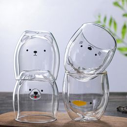 Wine Glasses 2023 Lovely Panda Bear Innovative Beer Heat-resistant Double Wall Coffee Cup Morning Milk Glass Juice