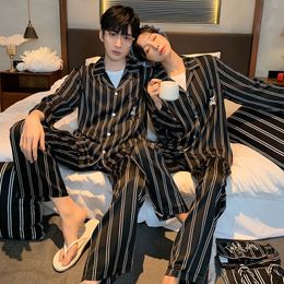 Women's Sleepwear Lovers Pyjamas for men and women age season thin men leisurewear silk long-sleeved suit for young students 230310