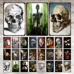 Vintage Skeleton Punk Metal Painting Poster Board Garage Man Cave Bar Hotel Club Decoration Tin Painting Printed Clear American Style 30X20cm W03