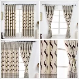 Curtain Kitchen Blackout Window Curtains With Grommet Jinya Home Decoration Polyester Ripple Printed Durable Short Bedroom Panel