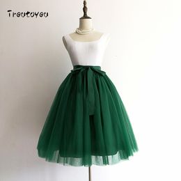 Skirts 5 Layers 65cm Black Pleated Skirt Sexy Midi Tulle Skirt High Waist Full Lining Adult Tutu Korean Style Women Jupe Femme Faldas 230310