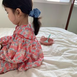 Pyjamas Korean Children's Clothing Lovely Cartoon Bunny Print Pyjamas Sets Grils Kid Home Clothes Sleepwear Top and Pants Set 230310