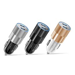 Dual PD 40W Metal Car USB Charger 12-24V Quick Charging Mini Fast Charger
