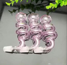 Smoking Pipes Pink Double Spiral pot Wholesale bongs Oil Burner Pipes Water Pipes Glass