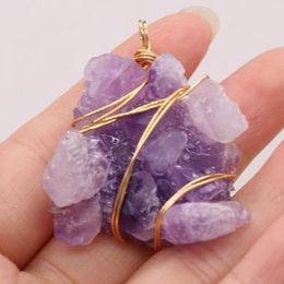 Pendant Necklaces Natural Amethyst Stone Irregular Winding Gold Wire Crafts For DIY Jewellery Making Necklace Earring Accessories Gift Party