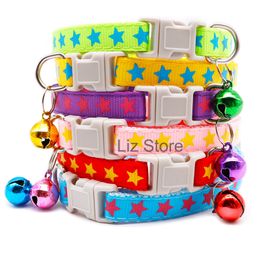 Five Pointed Star Printing Cat Dog Collars Adjustable Dog Collars With Bell Puppy Cats Comfortable Collar Pet Neck Accessories TH0905