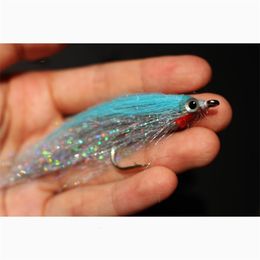 Baits Lures Tigofly 10 pcs 10 Colours 10 4cm High Carbon Hook Holo Silver Salmon Trout Sea Bass Steelhead Minnow Fly Fishing Flies Lure Set 230309