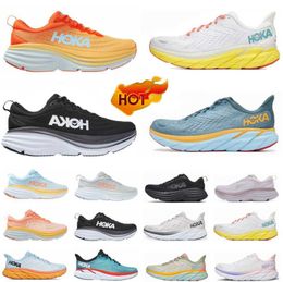 Motorcycle Boots HOKA ONE Clifton Leisure trend Bondi 8 Running shoes Women Men Athletic Shoe Shock Absorbing Road Fashion Mens Womens Sneakers highway climbing